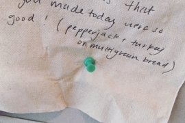 Picture of a napkin with writing on it
